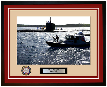 USS Topeka SSN-754 Framed Navy Ship Photo Burgundy