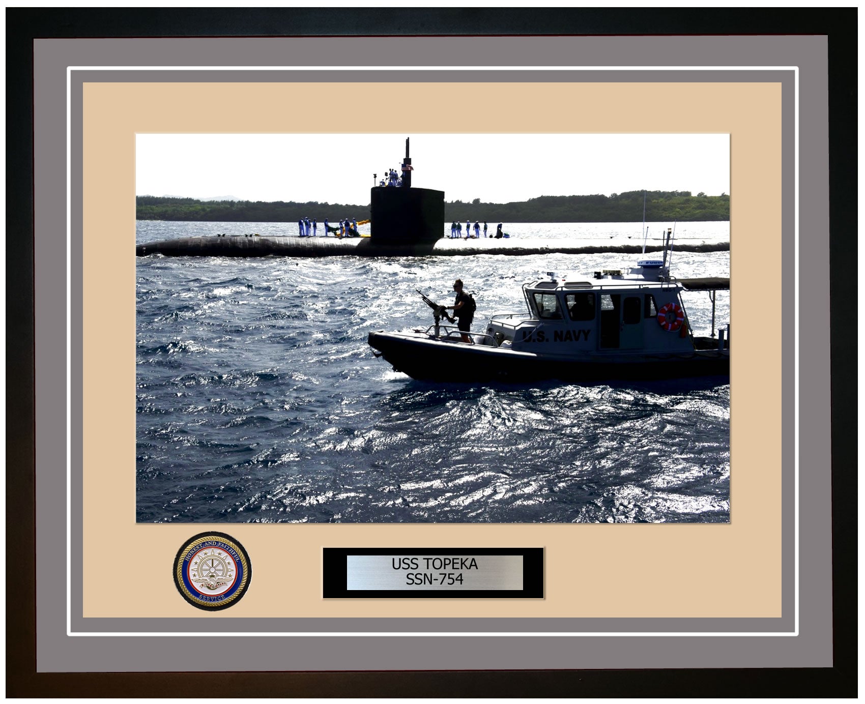USS Topeka SSN-754 Framed Navy Ship Photo Grey