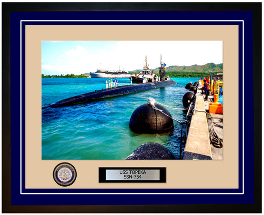 USS Topeka SSN-754 Framed Navy Ship Photo Blue