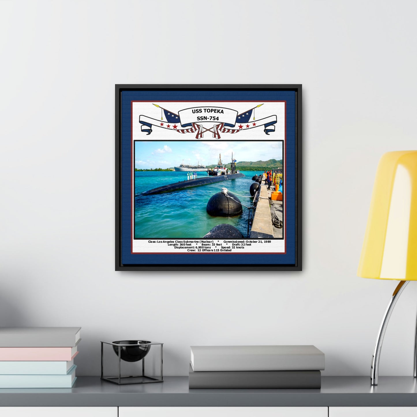 USS Topeka SSN-754 Navy Floating Frame Photo Desk View