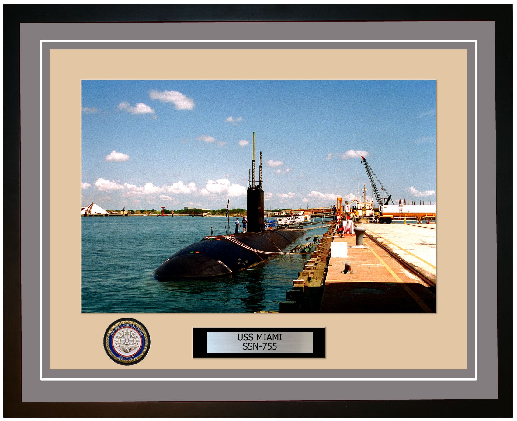 USS Miami SSN-755 Framed Navy Ship Photo Grey