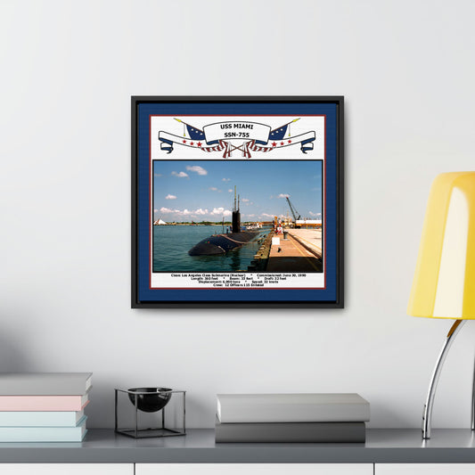 USS Miami SSN-755 Navy Floating Frame Photo Desk View