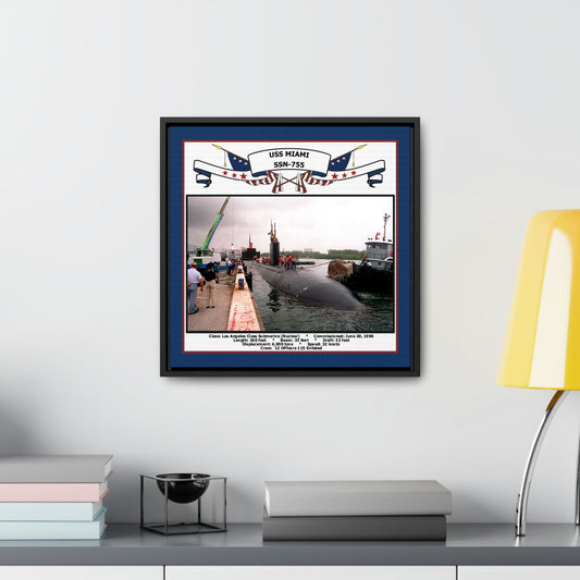 USS Miami SSN-755 Navy Floating Frame Photo Desk View