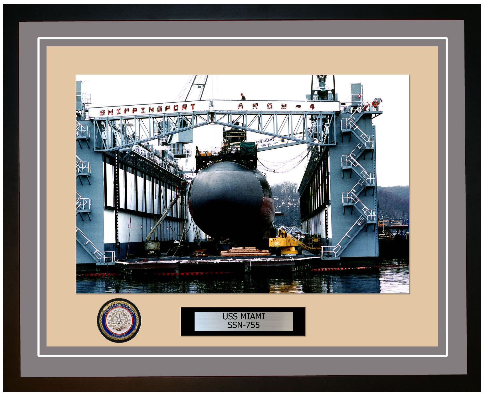 USS Miami SSN-755 Framed Navy Ship Photo Grey