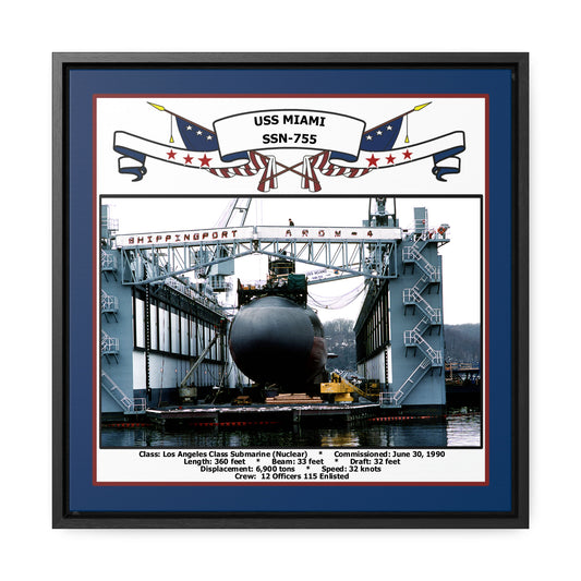 USS Miami SSN-755 Navy Floating Frame Photo Front View