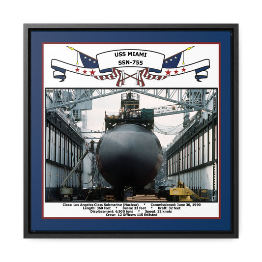 USS Miami SSN-755 Navy Floating Frame Photo Front View