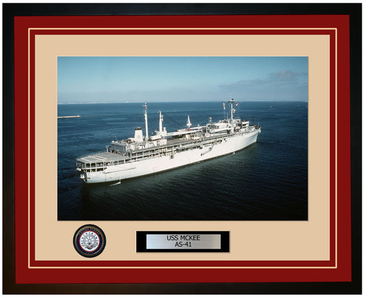 USS MCKEE AS-41 Framed Navy Ship Photo Burgundy