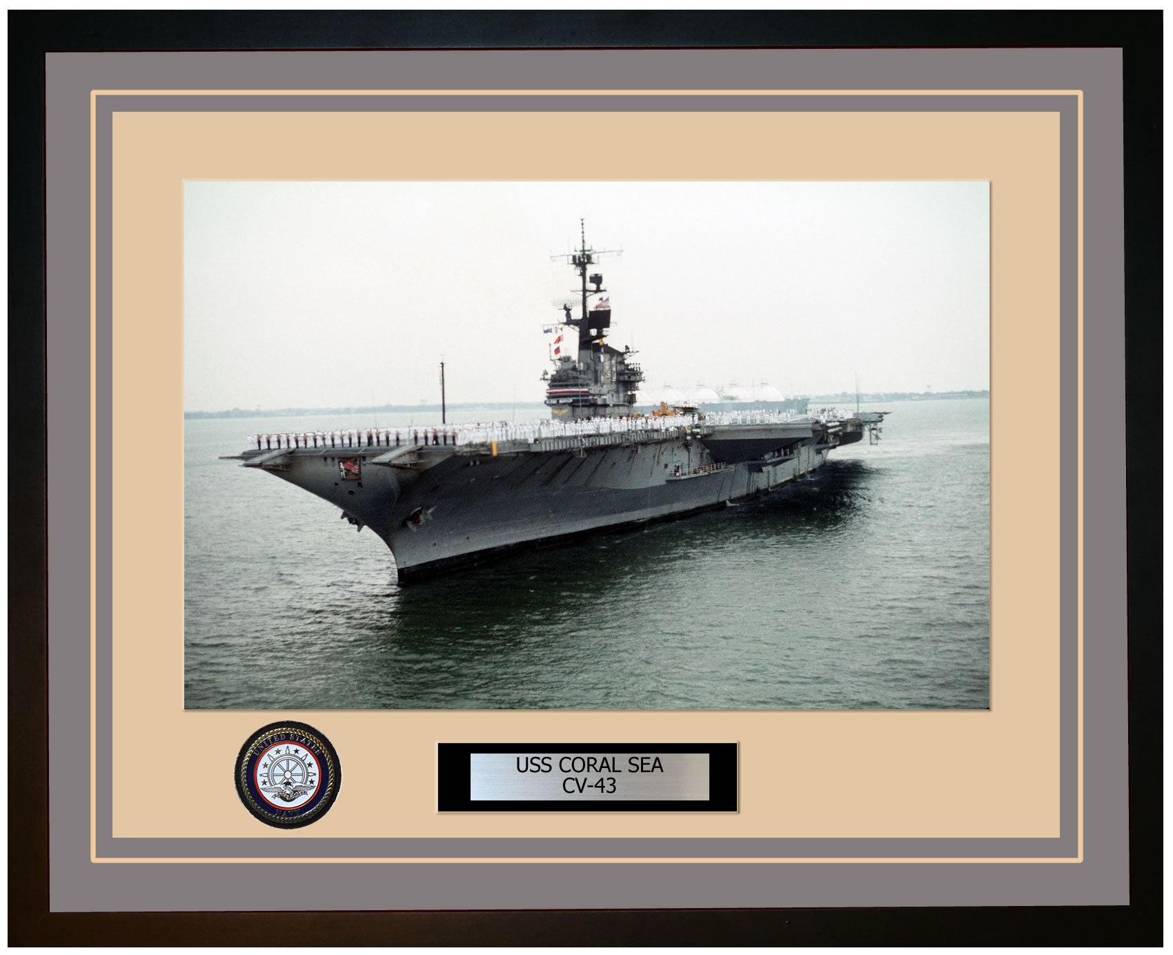 USS CORAL SEA CV-43 Framed Navy Ship Photo Grey