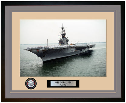 USS CORAL SEA CV-43 Framed Navy Ship Photo Grey