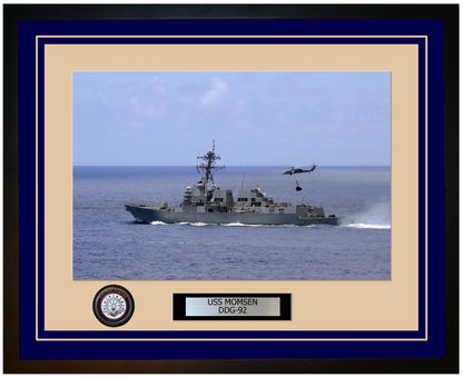USS MOMSEN DDG-92 Framed Navy Ship Photo Blue