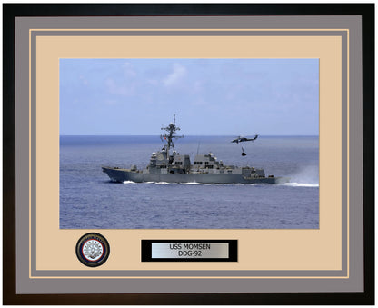 USS MOMSEN DDG-92 Framed Navy Ship Photo Grey