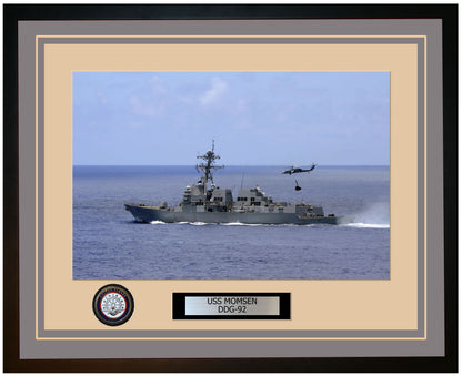 USS MOMSEN DDG-92 Framed Navy Ship Photo Grey