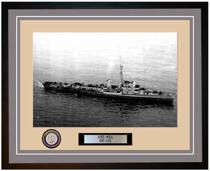 USS Hill DE-141 Framed Navy Ship Photo Grey