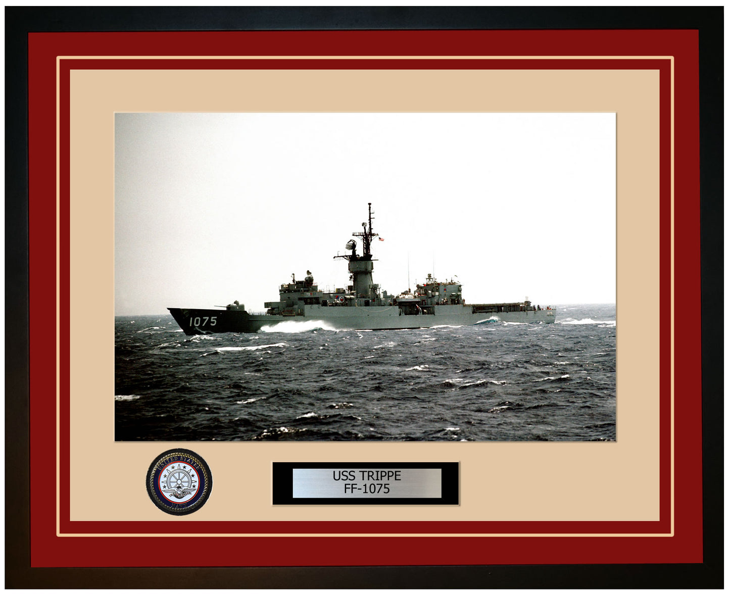 USS TRIPPE FF-1075 Framed Navy Ship Photo Burgundy