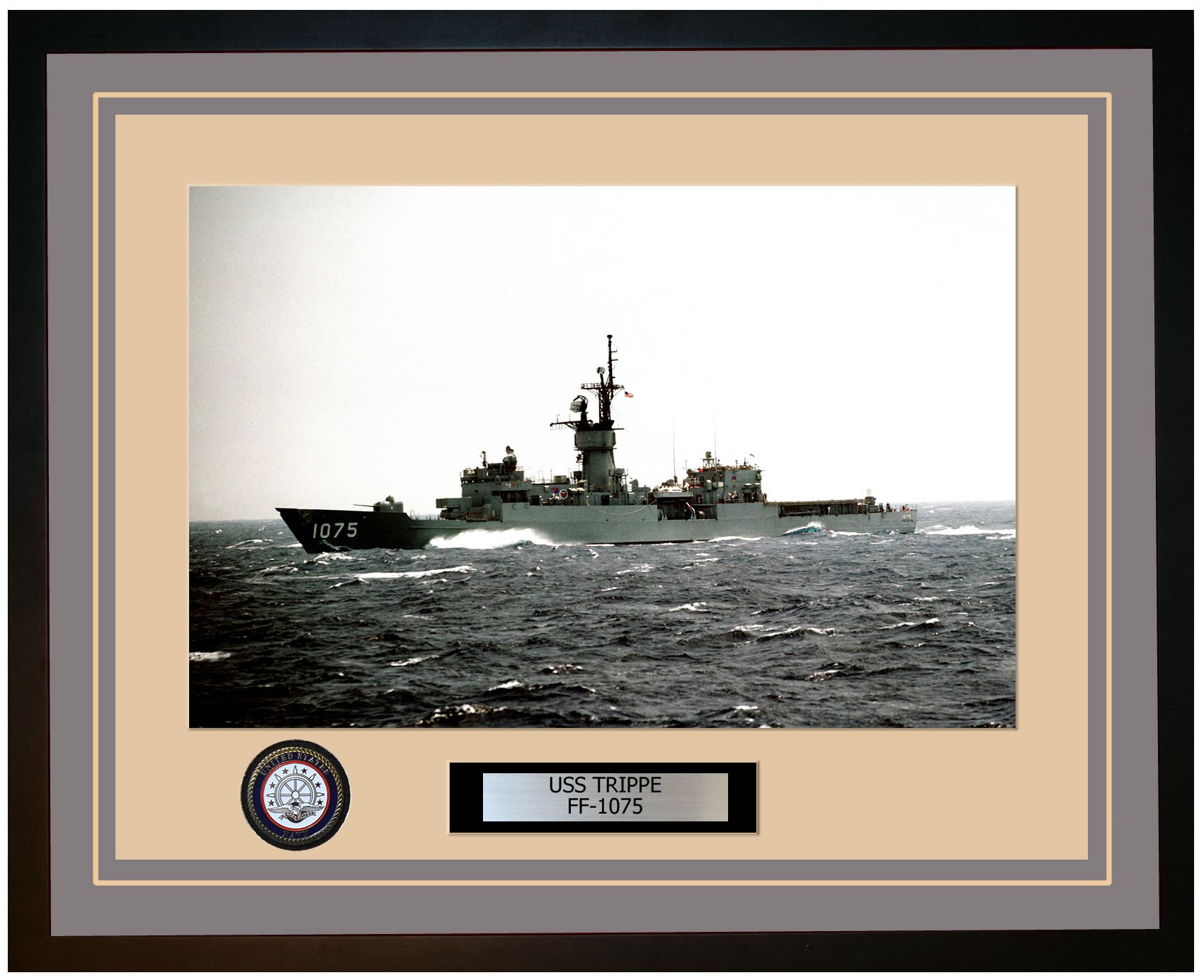 USS TRIPPE FF-1075 Framed Navy Ship Photo Grey