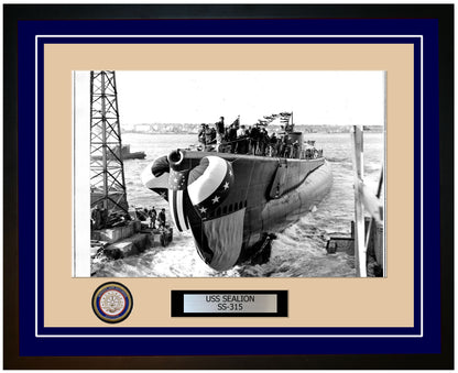USS Sealion SS-315 Framed Navy Ship Photo Blue