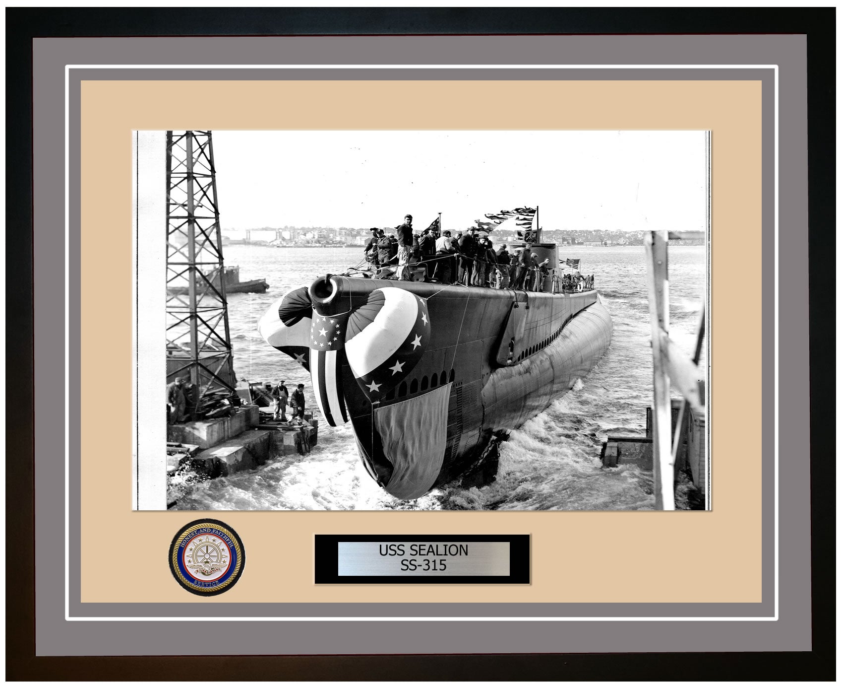 USS Sealion SS-315 Framed Navy Ship Photo Grey