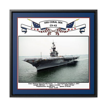 USS Coral Sea CV-43 Navy Floating Frame Photo Front View