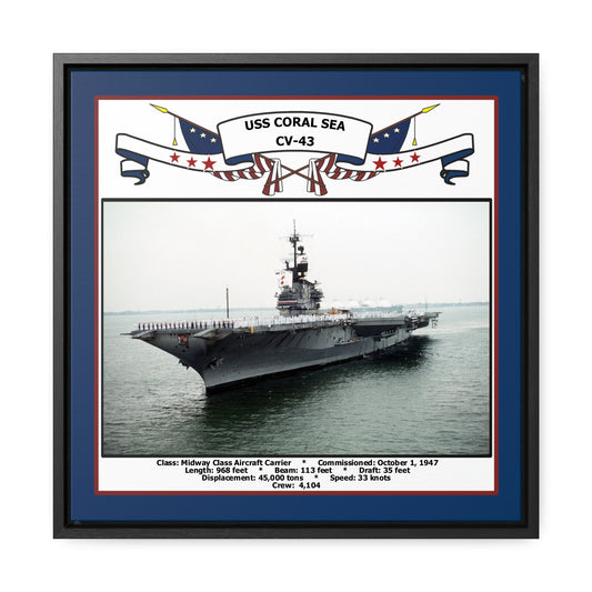 USS Coral Sea CV-43 Navy Floating Frame Photo Front View