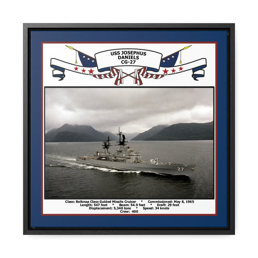 USS Josephus Daniels CG-27 Navy Floating Frame Photo Front View