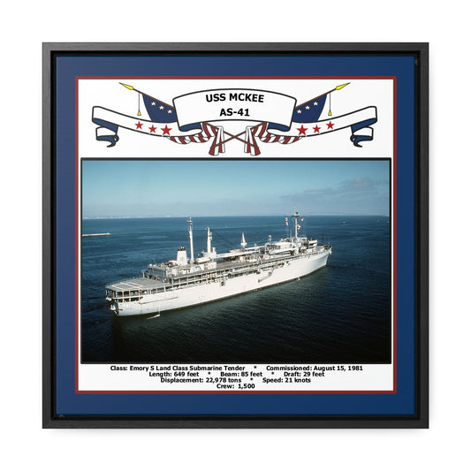 USS Mckee AS-41 Navy Floating Frame Photo Front View