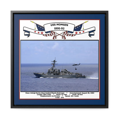 USS Momsen DDG-92 Navy Floating Frame Photo Front View