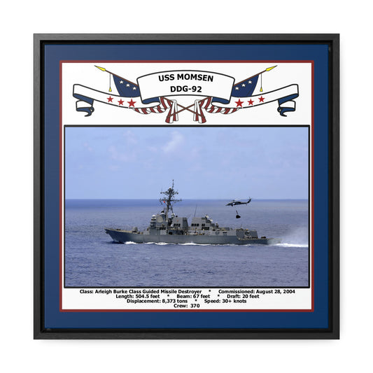 USS Momsen DDG-92 Navy Floating Frame Photo Front View