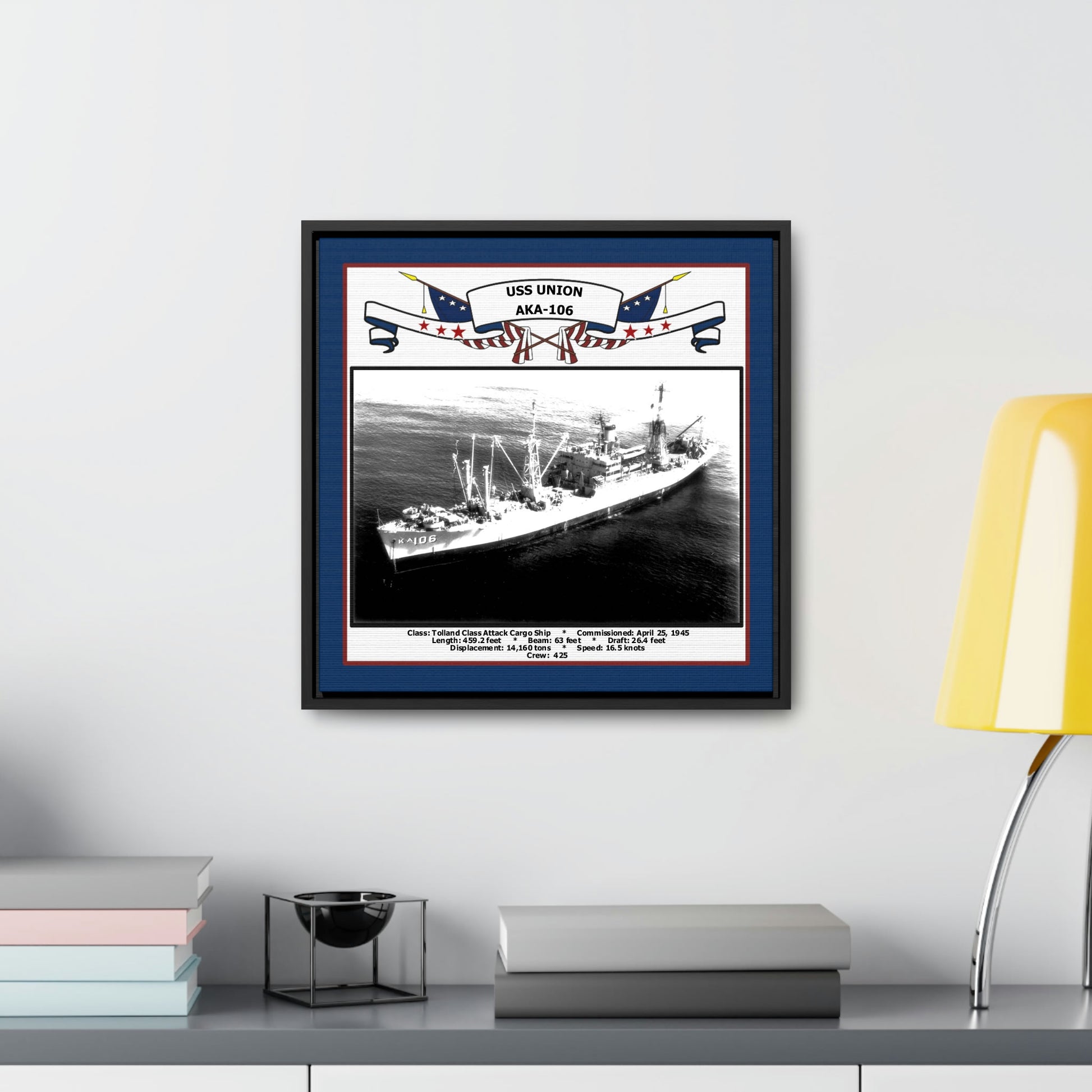 USS Union AKA-106 Navy Floating Frame Photo Desk View