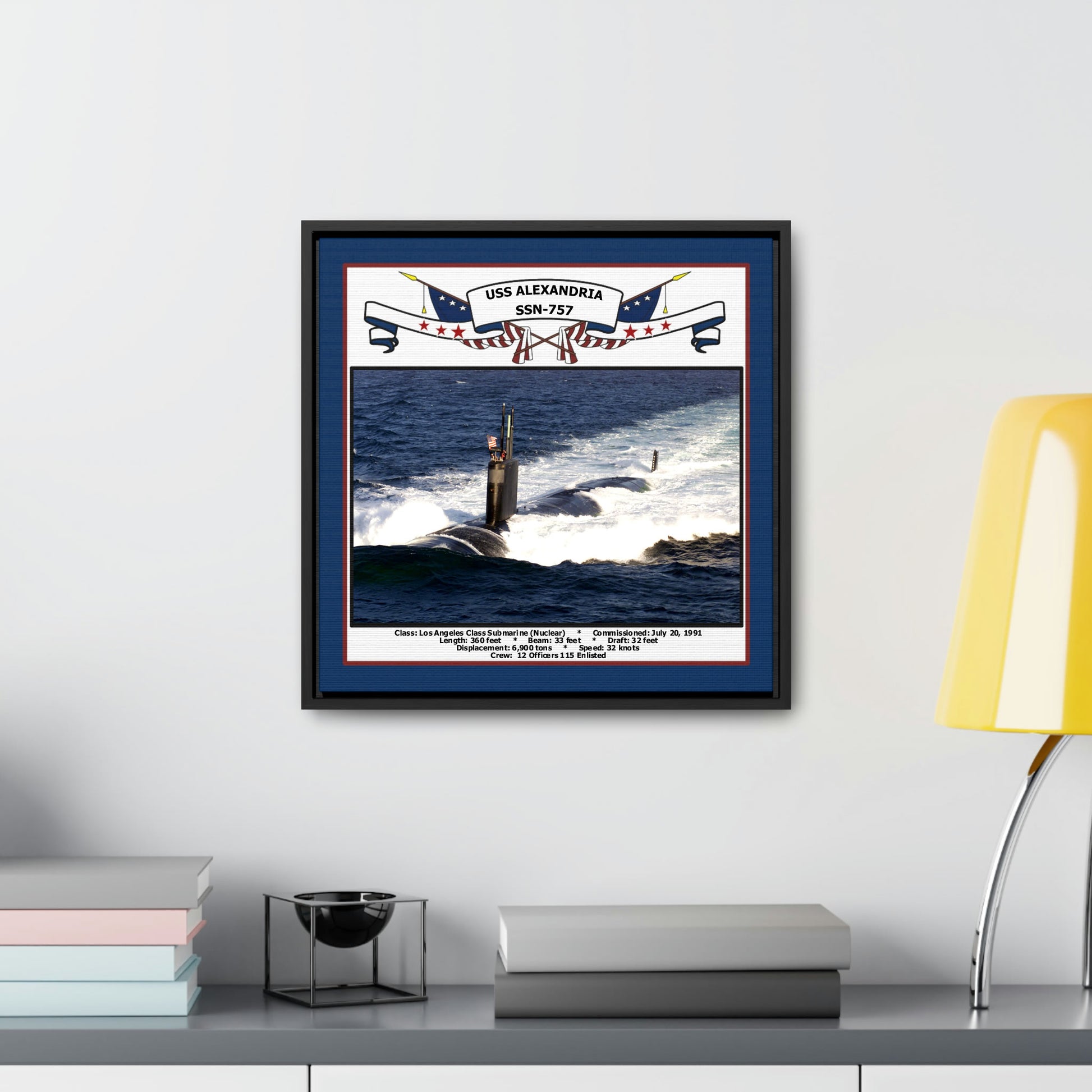 USS Alexandria SSN-757 Navy Floating Frame Photo Desk View