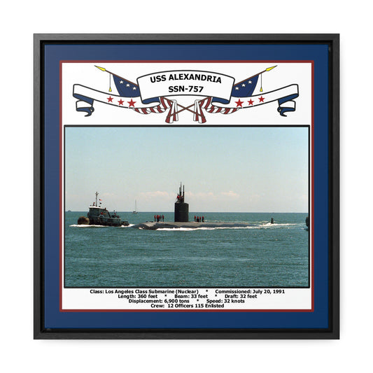 USS Alexandria SSN-757 Navy Floating Frame Photo Front View