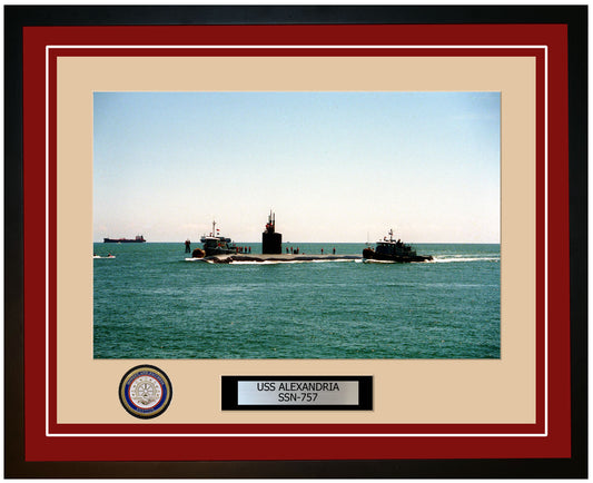 USS Alexandria SSN-757 Framed Navy Ship Photo Burgundy