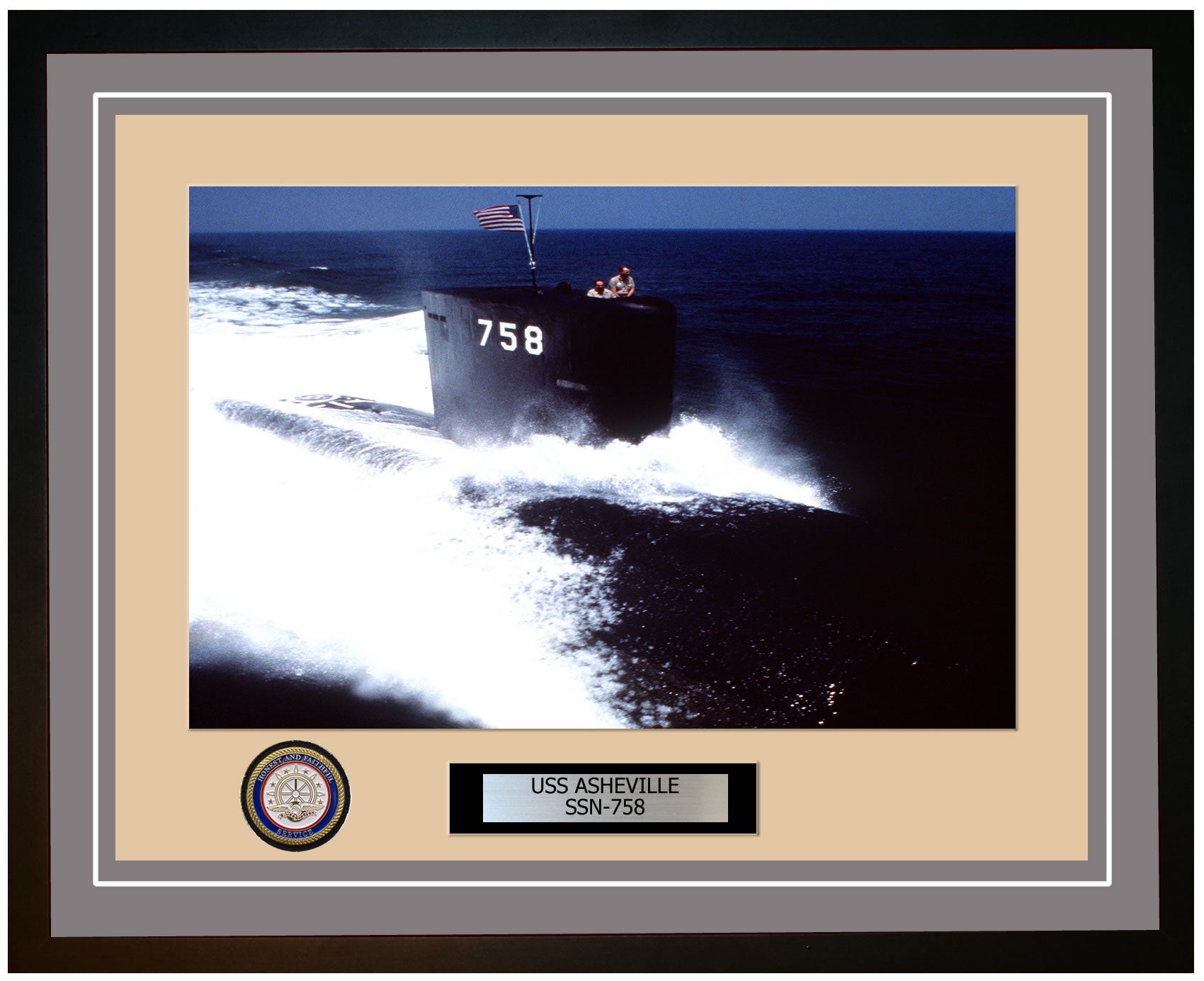 USS Asheville SSN-758 Framed Navy Ship Photo Grey