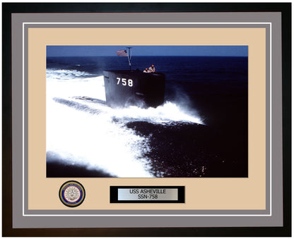 USS Asheville SSN-758 Framed Navy Ship Photo Grey