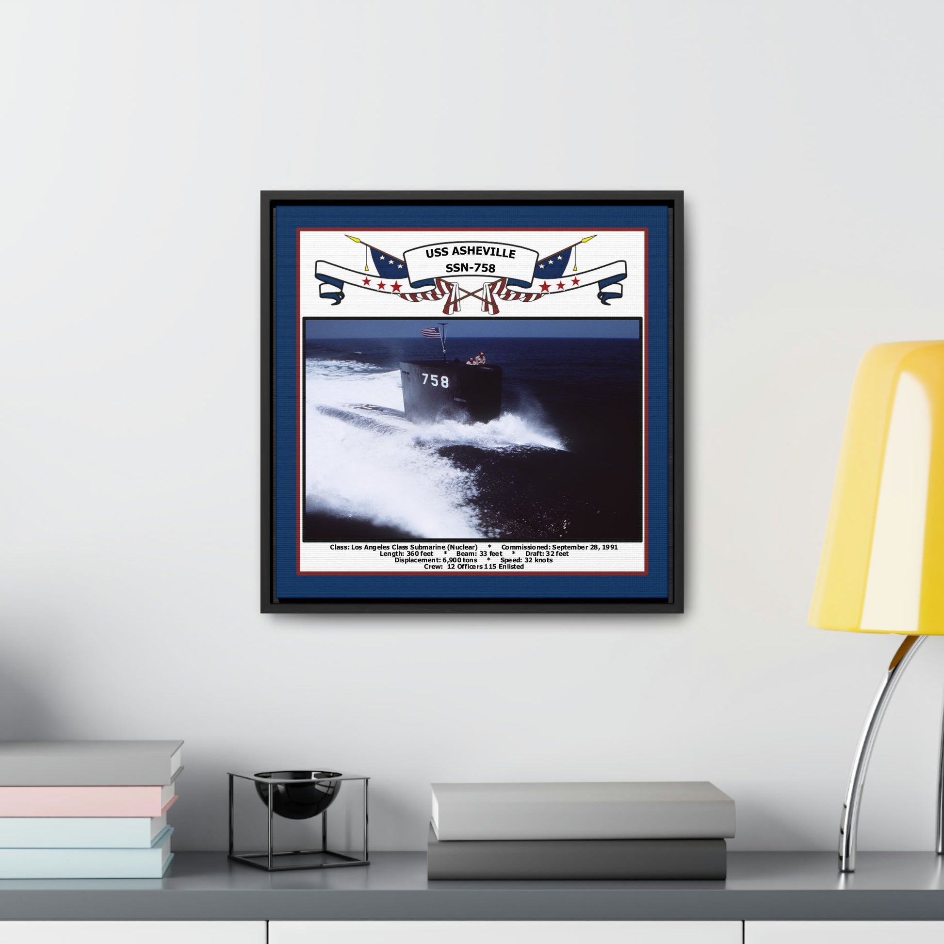 USS Asheville SSN-758 Navy Floating Frame Photo Desk View