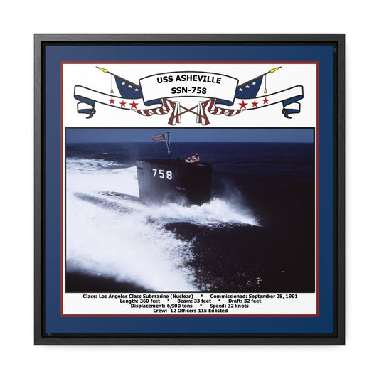 USS Asheville SSN-758 Navy Floating Frame Photo Front View