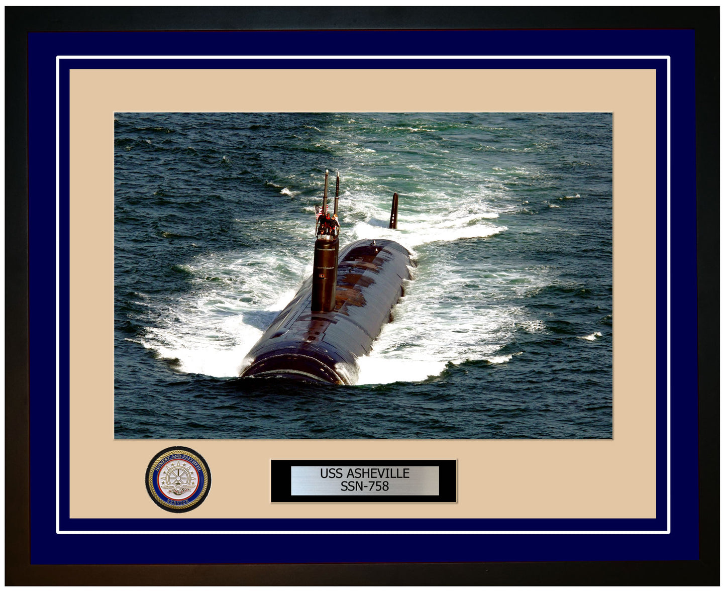 USS Asheville SSN-758 Framed Navy Ship Photo Blue