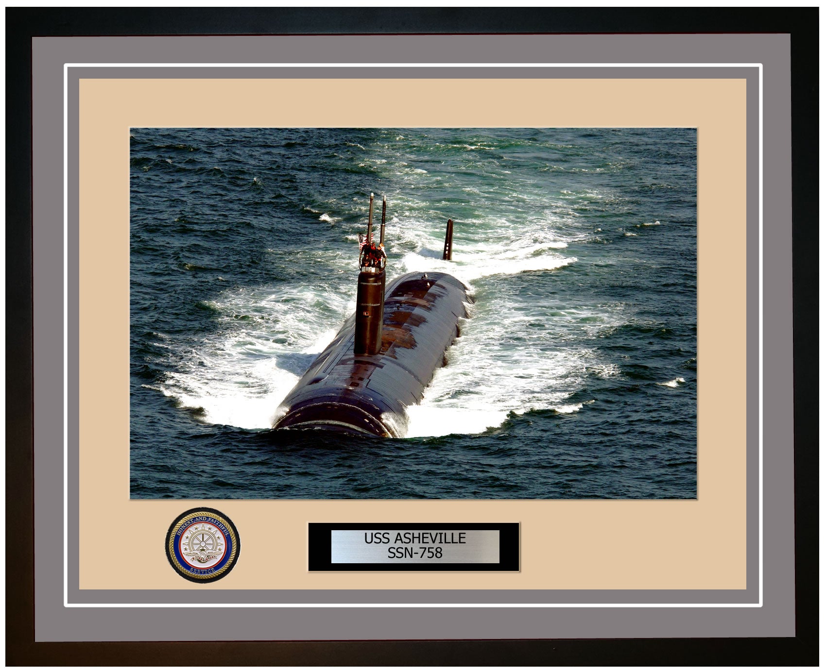 USS Asheville SSN-758 Framed Navy Ship Photo Grey