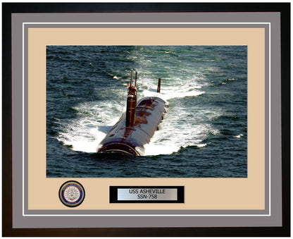 USS Asheville SSN-758 Framed Navy Ship Photo Grey