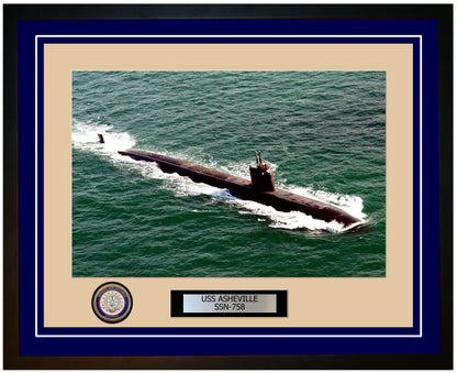 USS Asheville SSN-758 Framed Navy Ship Photo Blue