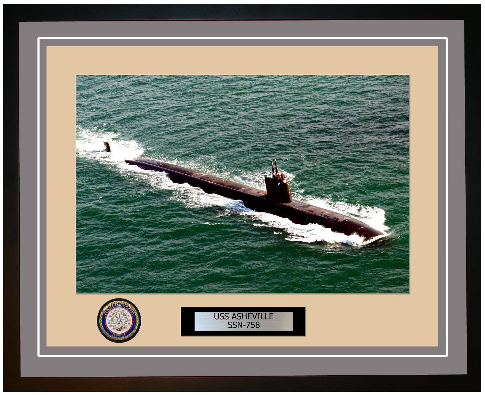 USS Asheville SSN-758 Framed Navy Ship Photo Grey