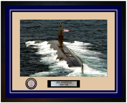 USS Asheville SSN-758 Framed Navy Ship Photo Blue