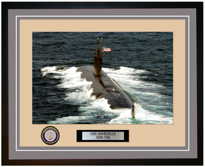 USS Asheville SSN-758 Framed Navy Ship Photo Grey