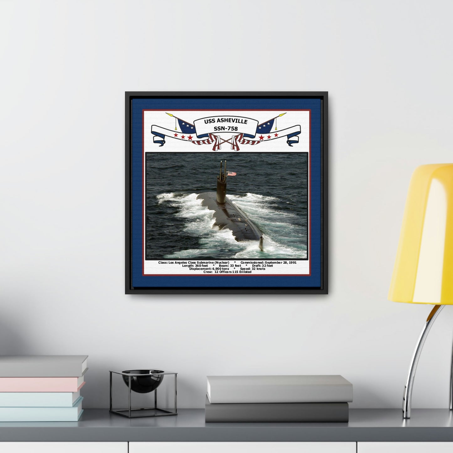 USS Asheville SSN-758 Navy Floating Frame Photo Desk View