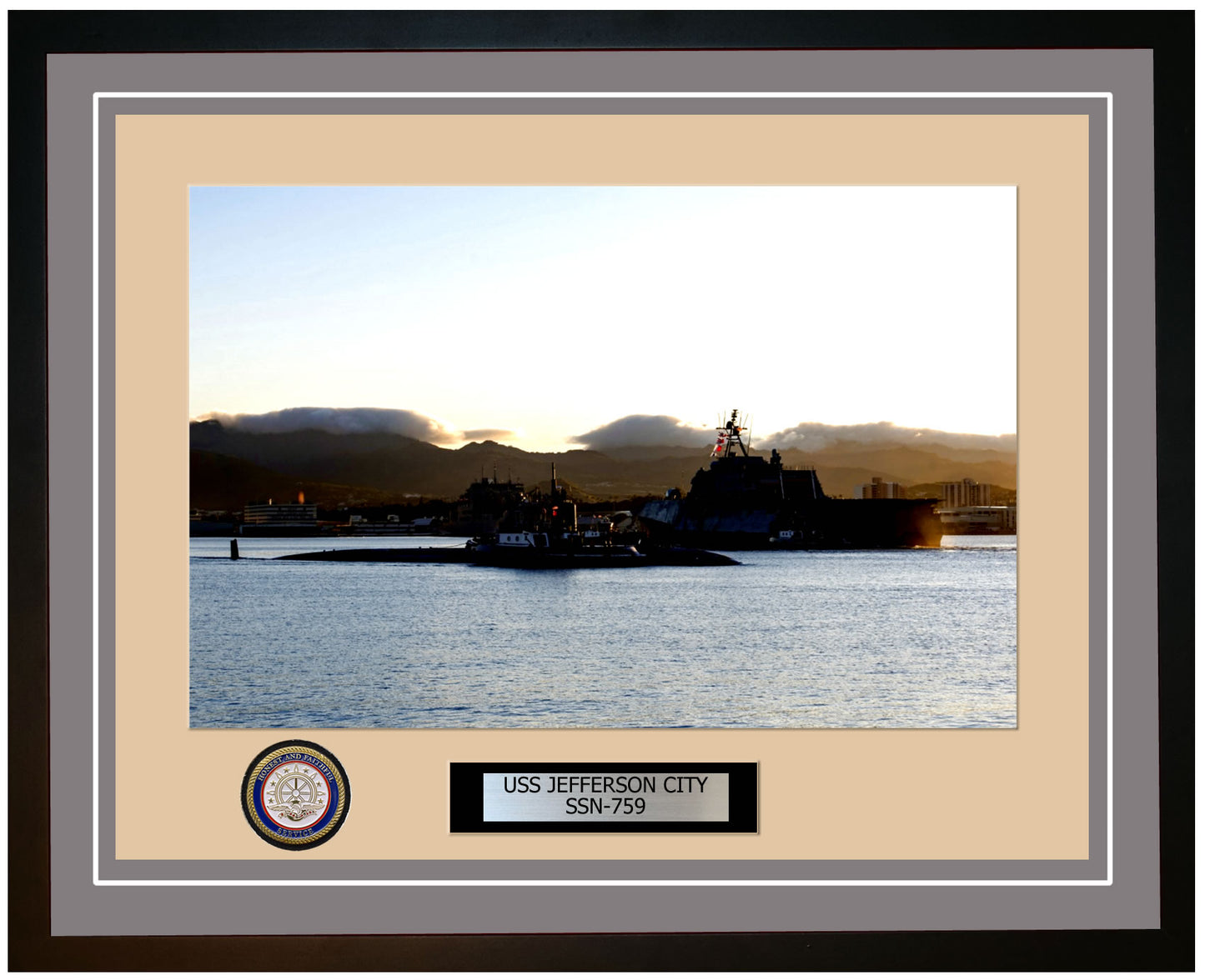 USS Jefferson City SSN-759 Framed Navy Ship Photo Grey