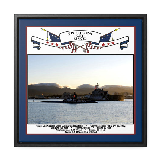 USS Jefferson City SSN-759 Navy Floating Frame Photo Front View