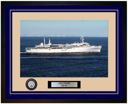 USS MCKEE AS-41 Framed Navy Ship Photo Blue