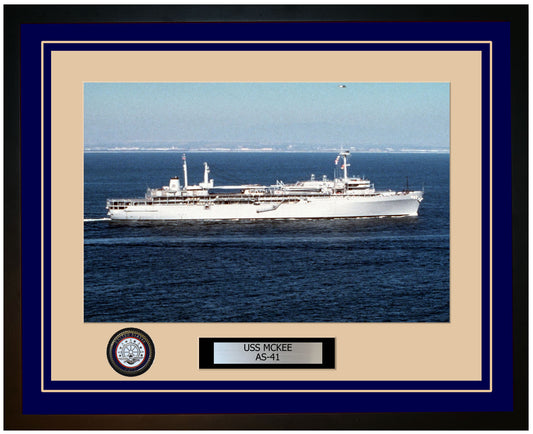 USS MCKEE AS-41 Framed Navy Ship Photo Blue