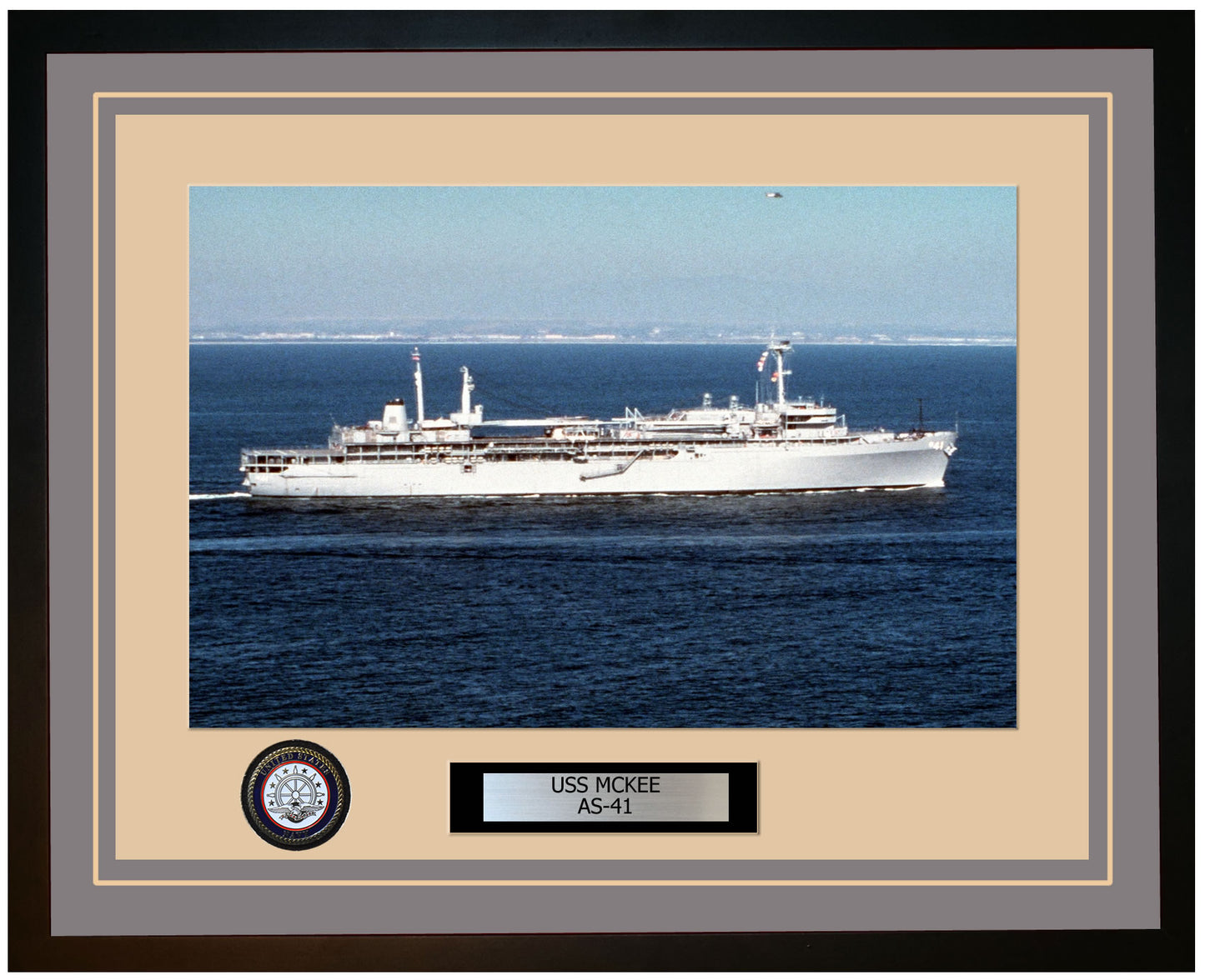 USS MCKEE AS-41 Framed Navy Ship Photo Grey