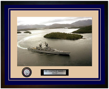 USS JOSEPHUS DANIELS CG-27 Framed Navy Ship Photo Blue