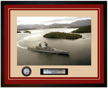 USS JOSEPHUS DANIELS CG-27 Framed Navy Ship Photo Burgundy